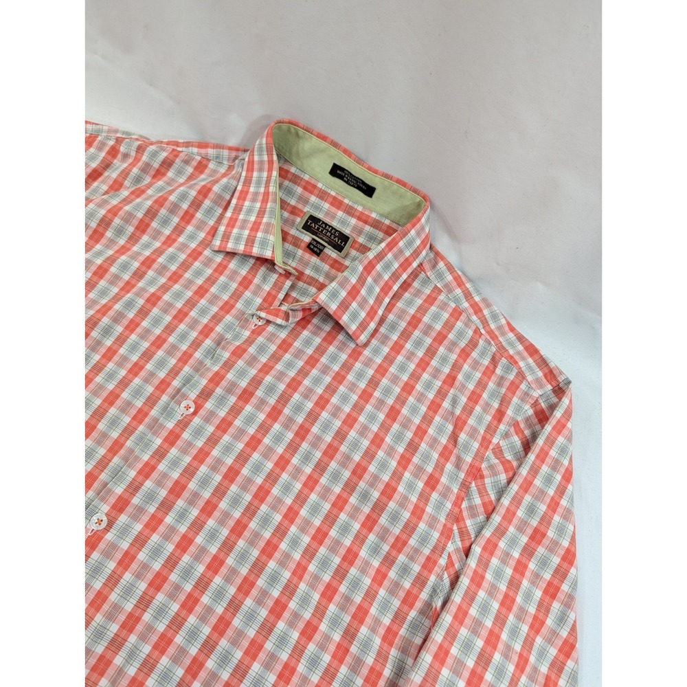 Ralph Lauren Shirt Men 2XL Button Up Performance Orange Plaid Tattersall Cutaway
